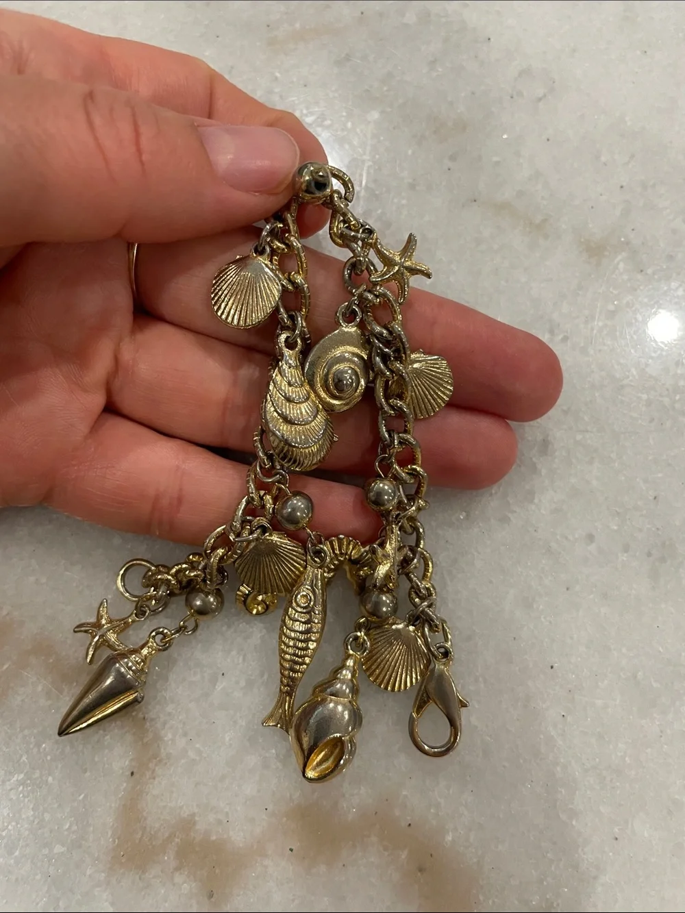 Gold-Tone Sea Life Charm Bracelet - Women Jewelry